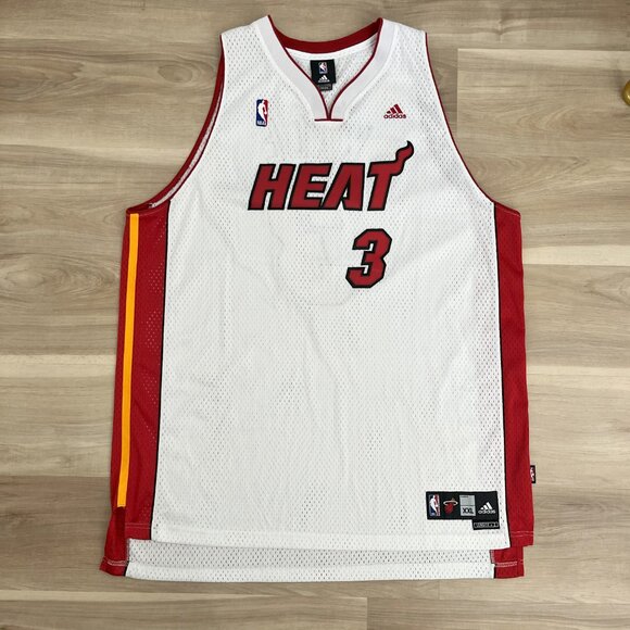 Adidas NBA Miami Heat Dwayne Wade Basketball Jersey White Size 2XL - Picture 8 of 8